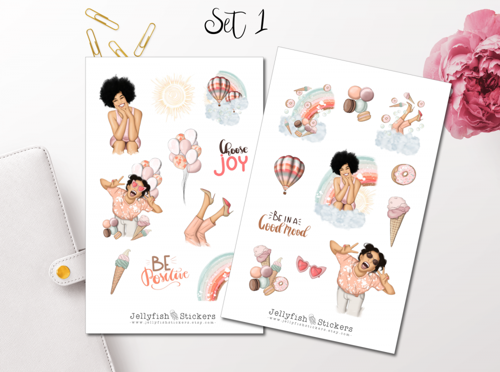 Gute Laune Mädchen Sticker Set